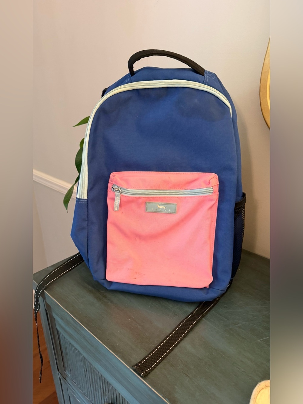 SCOUT pink and blue backpack. Lots of compartments.